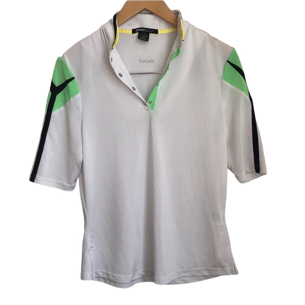 DKNY GOLF Women’s White Golf shirt 1/4 snap popover golf top size Small